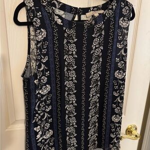LOFT Navy and White Floral Blouse